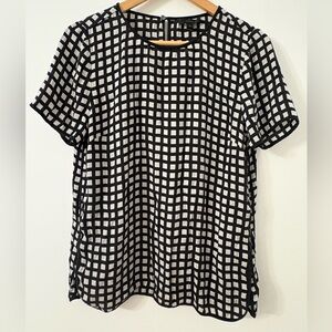J. Crew Black and White Gingham Short Sleeve Top